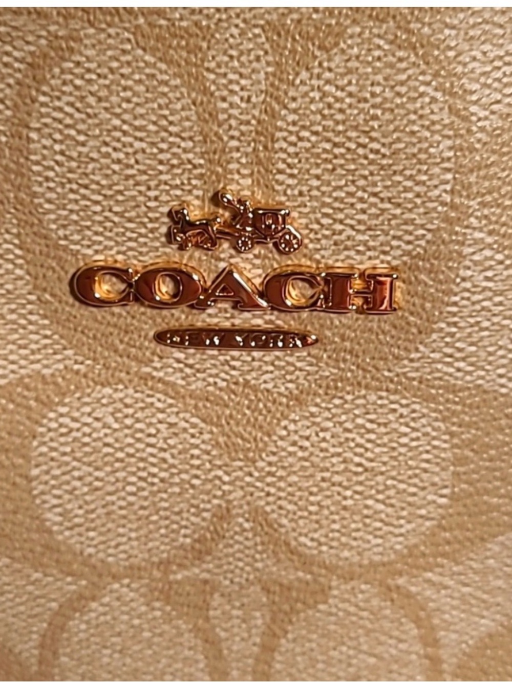 Coach Beige Signature Canvas Tote with Chalk Straps - Picture 3 of 9